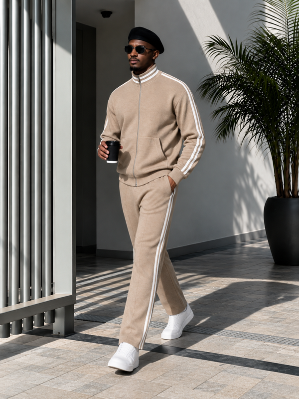 Asti Knit Tracksuit with Side Stripes fit