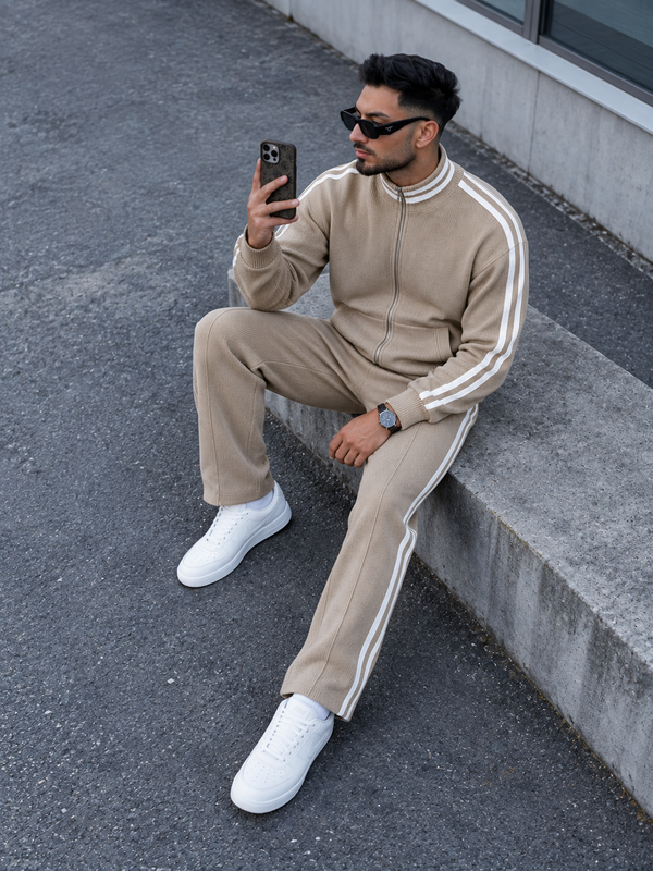 Asti Knit Tracksuit with Side Stripes detail