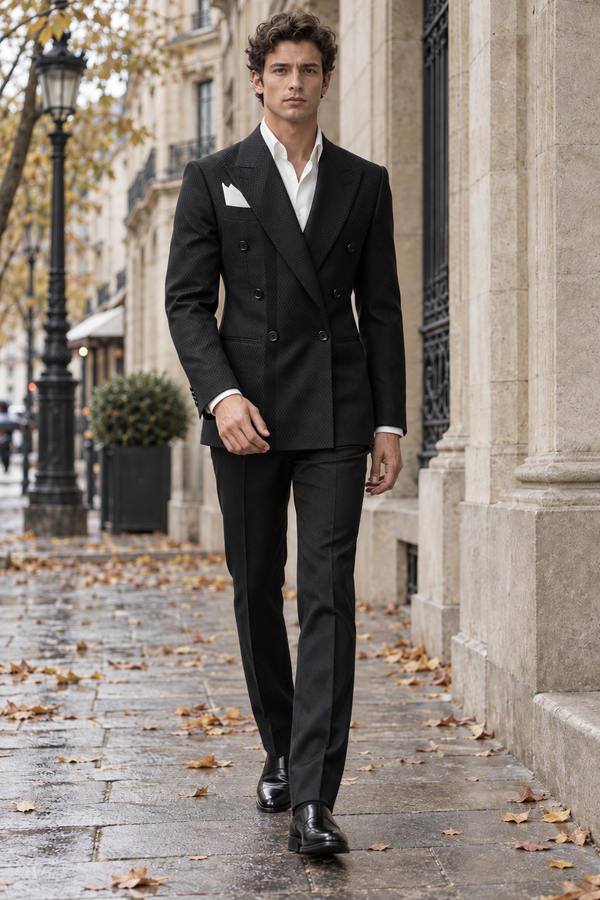 Ostuni Jacquard Double-Breasted Blazer
