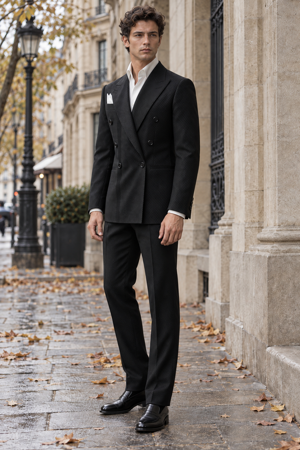 Ostuni Jacquard Double-Breasted Blazer fabric