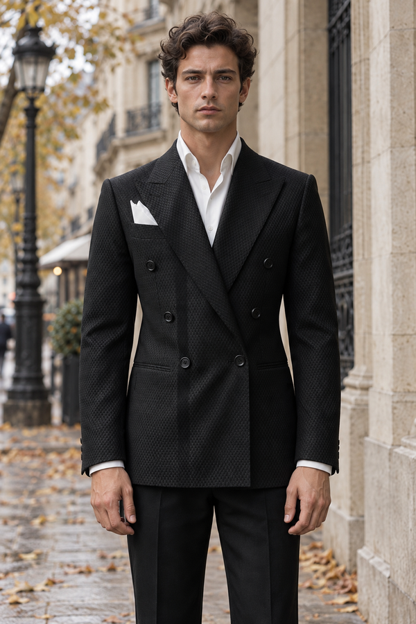 Ostuni Jacquard Double-Breasted Blazer detail