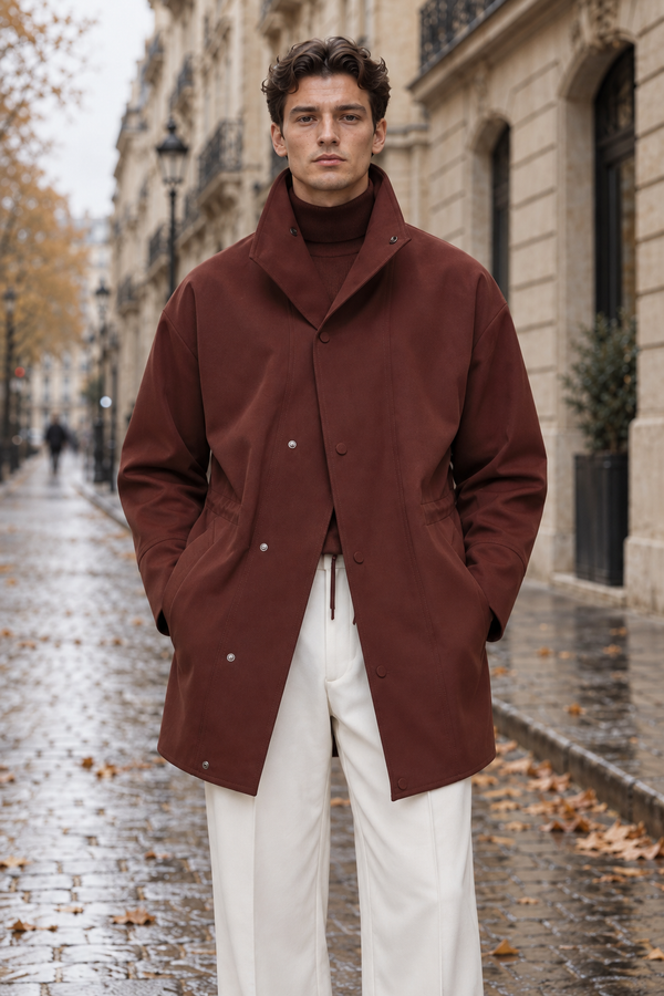 Cividale Drop-Shoulder Drawcord Coat detail