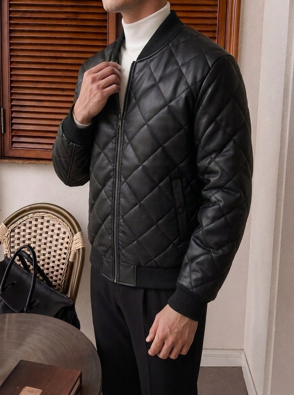 Rimini Quilted Leather Jacket fabric