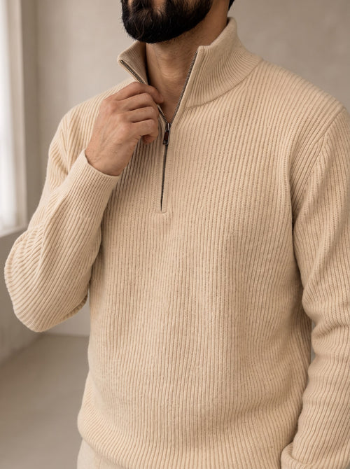 Ravenna Knit Polo Set - Beige