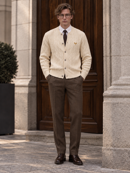 Todi Cable-Knit Crew Cardigan