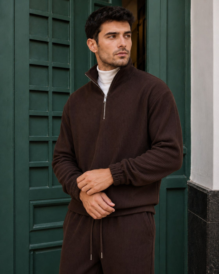Garda Half-Zip Tracksuit - Chocolate