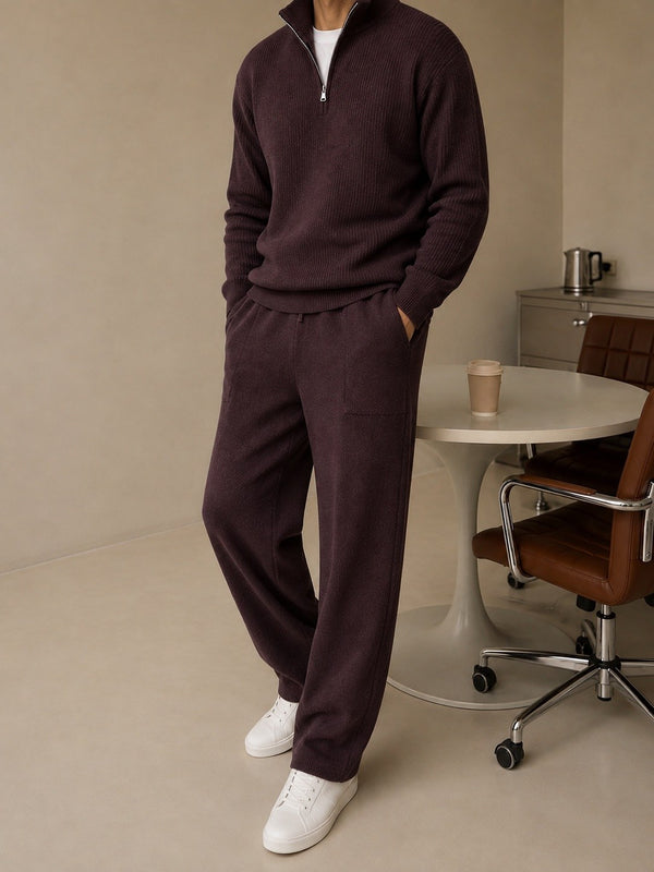 Ravenna Knit Polo Set - Chocolate