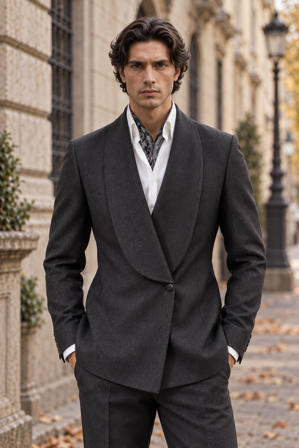Pompei Shawl Collar Suit detail