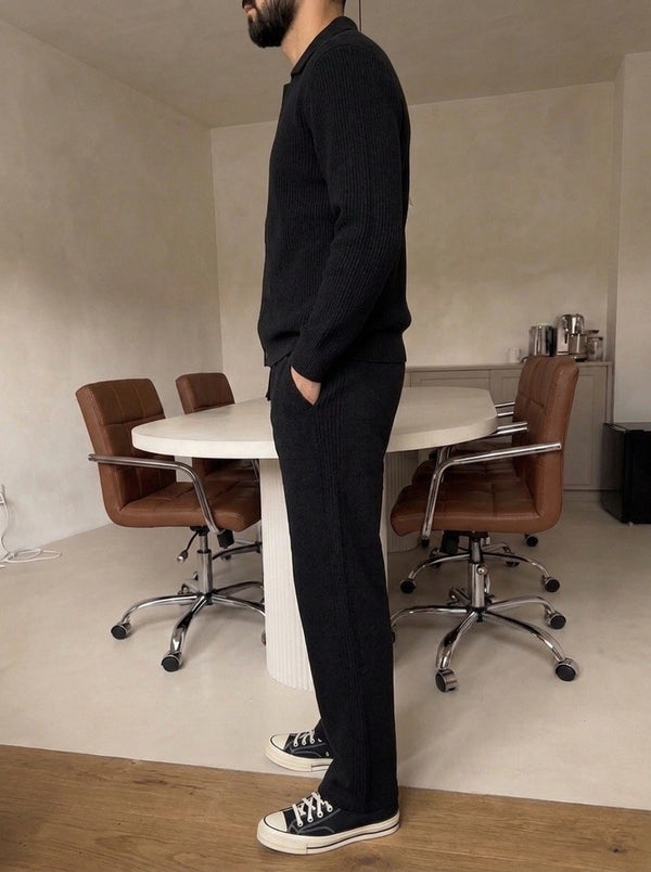 Mantova Button Knit Set - Black detail