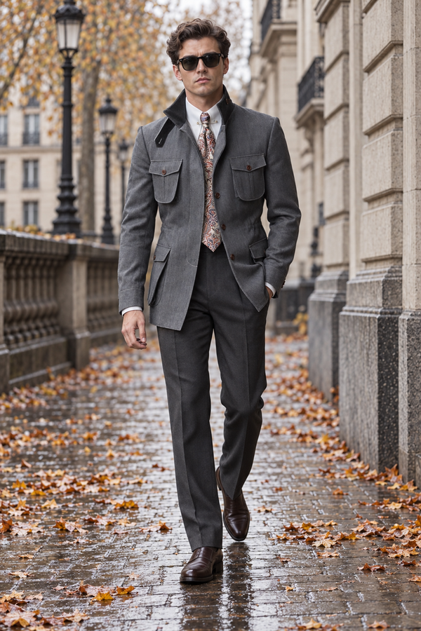 Alghero Stand-Collar Safari Jacket